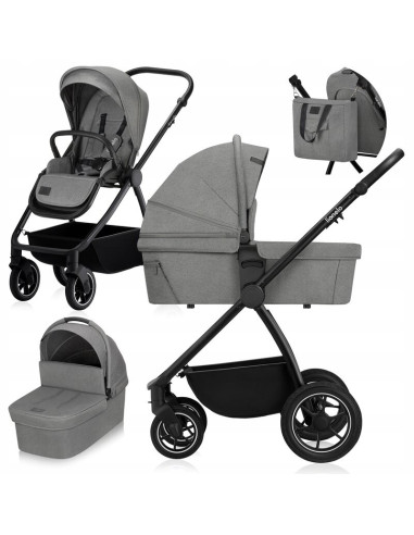 BN-LO-MERIL_2IN1_GREY_STONE,Carucior 2 in 1, Lionelo, Meril, Cu landou si scaun cu dimensiune XL, Reversibil, Cu sistem de venti