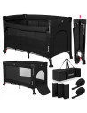 BN-LO-ELLEN_BLACK_CARBON,Patut pliant multifunctional, Lionelo, Ellen, Cu laterala culisanta, Nivel suplimentar, Intrare lateral