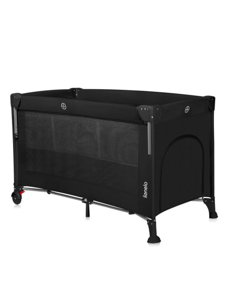 BN-LO-ELLEN_BLACK_CARBON,Patut pliant multifunctional, Lionelo, Ellen, Cu laterala culisanta, Nivel suplimentar, Intrare lateral