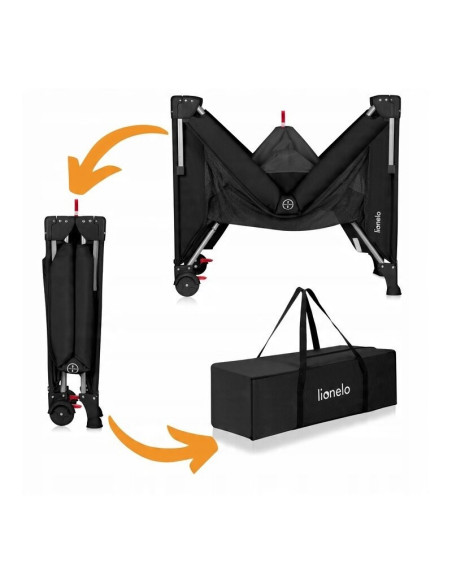 BN-LO-ELLEN_BLACK_CARBON,Patut pliant multifunctional, Lionelo, Ellen, Cu laterala culisanta, Nivel suplimentar, Intrare lateral