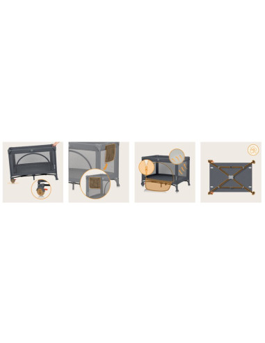 BN-LO-ELLEN_GREY_CONCRETE,Patut pliant multifunctional, Lionelo, Ellen, Cu laterala culisanta, Nivel suplimentar, Intrare latera