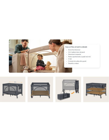 BN-LO-ELLEN_GREY_CONCRETE,Patut pliant multifunctional, Lionelo, Ellen, Cu laterala culisanta, Nivel suplimentar, Intrare latera