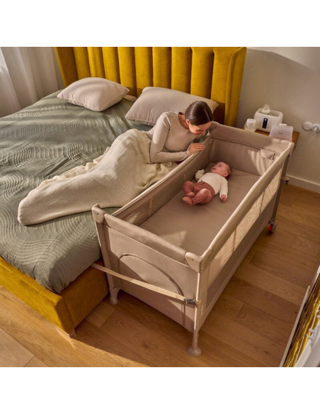 BN-LO-ELLEN_GREY_CONCRETE,Patut pliant multifunctional, Lionelo, Ellen, Cu laterala culisanta, Nivel suplimentar, Intrare latera