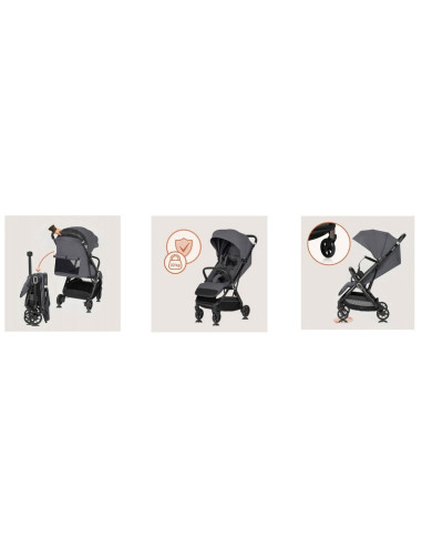 BN-LO-BESS_GREY_STONE,Carucior sport, Lionelo, Bess, Greutate 7.5 kg, Sustine 22 kg, 6 luni+, Capotina impermeabila si protectie