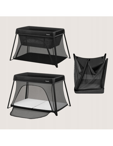 BN-LO-ALICE_BLACK,Patut multifunctional, Lionelo, Alice, 3 in 1, 2 trepte de inaltime pentru saltea, Pliabil, Material rezistent