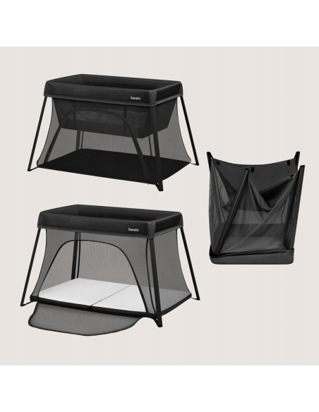 BN-LO-ALICE_BLACK,Patut multifunctional, Lionelo, Alice, 3 in 1, 2 trepte de inaltime pentru saltea, Pliabil, Material rezistent