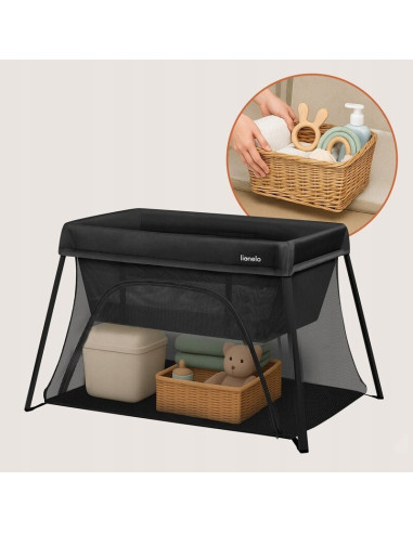 BN-LO-ALICE_BLACK,Patut multifunctional, Lionelo, Alice, 3 in 1, 2 trepte de inaltime pentru saltea, Pliabil, Material rezistent
