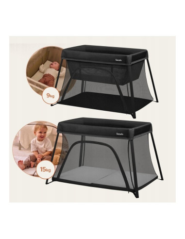 BN-LO-ALICE_BLACK,Patut multifunctional, Lionelo, Alice, 3 in 1, 2 trepte de inaltime pentru saltea, Pliabil, Material rezistent