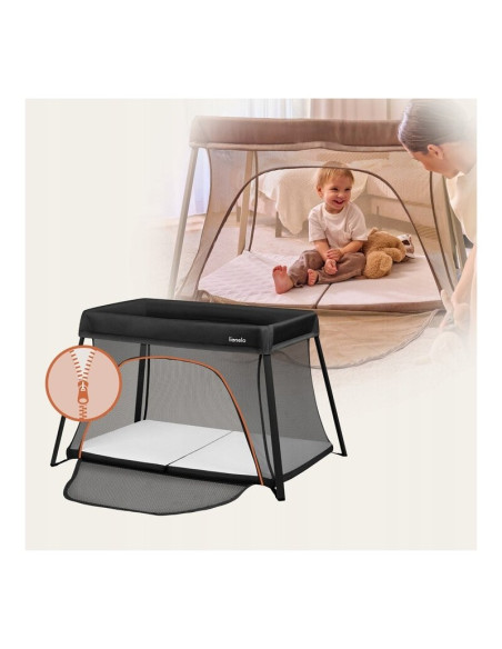 BN-LO-ALICE_BLACK,Patut multifunctional, Lionelo, Alice, 3 in 1, 2 trepte de inaltime pentru saltea, Pliabil, Material rezistent