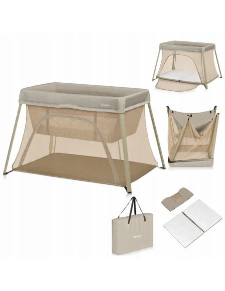 BN-LO-ALICE_BEIGE_OLIVE,Patut multifunctional, Lionelo, Alice, 3 in 1, 2 trepte de inaltime pentru saltea, Pliabil, Material rez