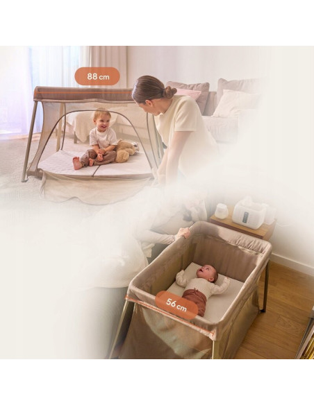 BN-LO-ALICE_BEIGE_OLIVE,Patut multifunctional, Lionelo, Alice, 3 in 1, 2 trepte de inaltime pentru saltea, Pliabil, Material rez