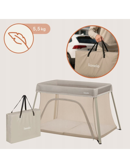 BN-LO-ALICE_BEIGE_OLIVE,Patut multifunctional, Lionelo, Alice, 3 in 1, 2 trepte de inaltime pentru saltea, Pliabil, Material rez
