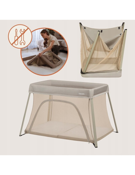 BN-LO-ALICE_BEIGE_OLIVE,Patut multifunctional, Lionelo, Alice, 3 in 1, 2 trepte de inaltime pentru saltea, Pliabil, Material rez