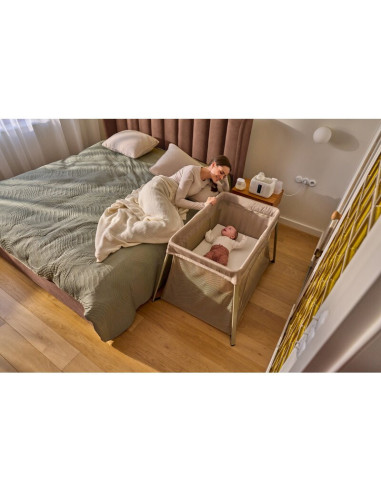 BN-LO-ALICE_BEIGE_OLIVE,Patut multifunctional, Lionelo, Alice, 3 in 1, 2 trepte de inaltime pentru saltea, Pliabil, Material rez