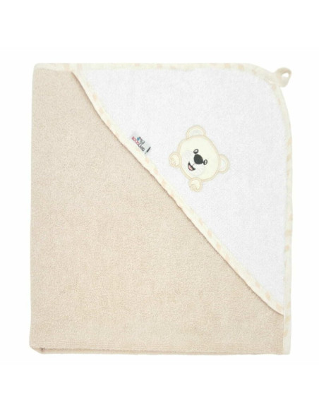 BN-BL049,Prosop de baie, Bocioland, Cu gluga, 100% bumbac, 100x100 cm, Teddy Bear, Sand