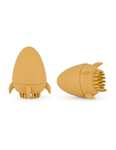 BN-607819,Jucarie pentru baie, Petite&Mars, Splashy Rocket, Din silicon, Fara BPA, 6 luni+, 11x7.5x7.5 cm, Ocru