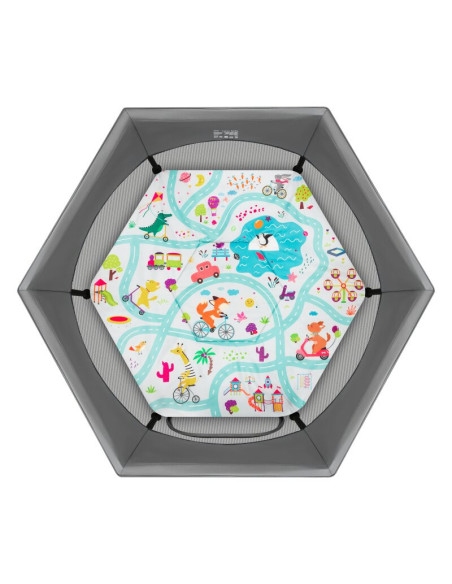 BN-LO-ROEL_PLUS_GREY_MULTICOLOR,Tarc de joaca, Lionelo, Roel Plus, Pliere ultra-compacta, Sistem LockGuard impotriva plierii acc