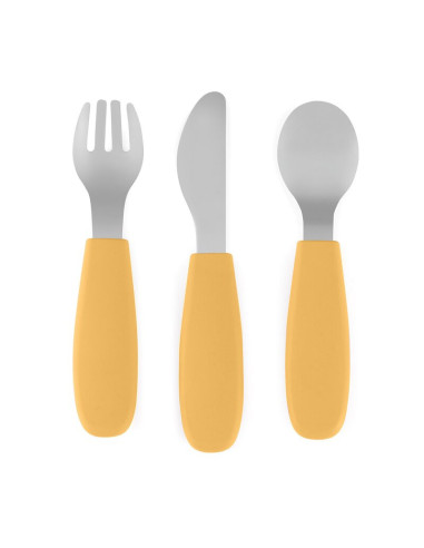 BN-727819,Set complet tacamuri, Petite&Mars, Take&Match, Din silicon si otel inoxidabil, Fara BPA, 12 luni+, Ocru