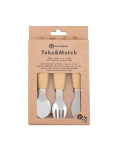 BN-727819,Set complet tacamuri, Petite&Mars, Take&Match, Din silicon si otel inoxidabil, Fara BPA, 12 luni+, Ocru 2