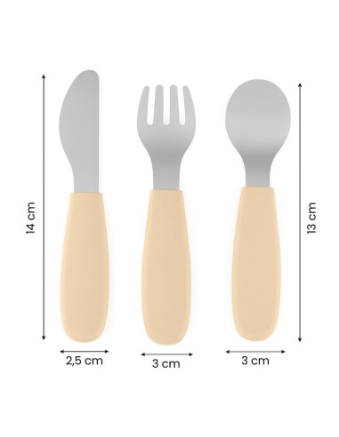 BN-727819,Set complet tacamuri, Petite&Mars, Take&Match, Din silicon si otel inoxidabil, Fara BPA, 12 luni+, Ocru
