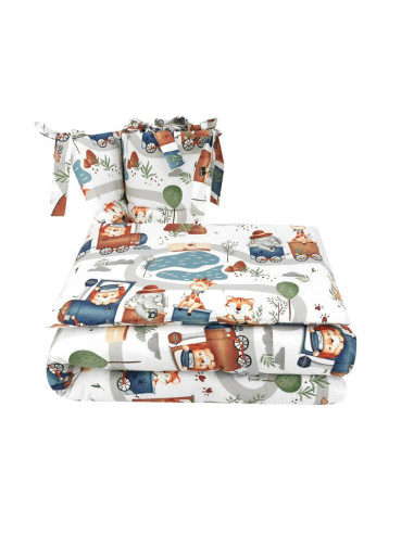 BN-6426972029339,Lenjerie patut cu 3 piese, MimiNu, Pentru patut 120x60 cm, Cu protectie laterala, Din bumbac, Din bumbac certif