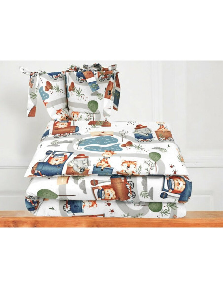 BN-6426972029339,Lenjerie patut cu 3 piese, MimiNu, Pentru patut 120x60 cm, Cu protectie laterala, Din bumbac, Din bumbac certif