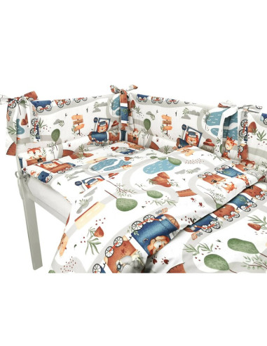 BN-6426972029339,Lenjerie patut cu 3 piese, MimiNu, Pentru patut 120x60 cm, Cu protectie laterala, Din bumbac, Din bumbac certif