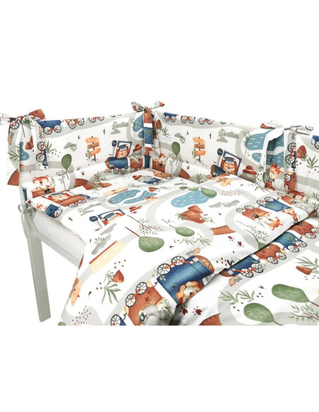 BN-6426972029339,Lenjerie patut cu 3 piese, MimiNu, Pentru patut 120x60 cm, Cu protectie laterala, Din bumbac, Din bumbac certif