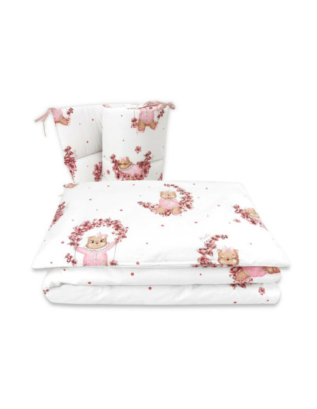BN-6426972029391,Lenjerie patut cu 3 piese, MimiNu, Pentru patut 120x60 cm, Cu protectie laterala, Din bumbac, Din bumbac certif
