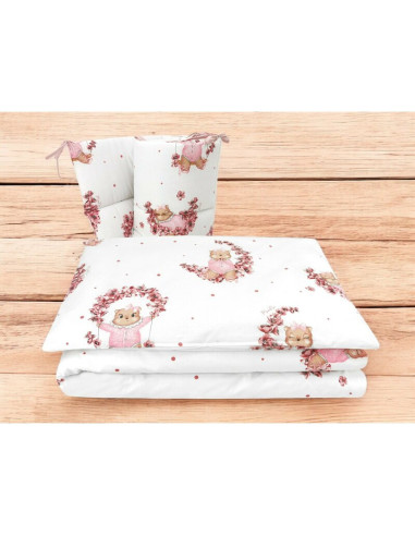 BN-6426972029391,Lenjerie patut cu 3 piese, MimiNu, Pentru patut 120x60 cm, Cu protectie laterala, Din bumbac, Din bumbac certif