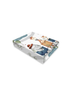 BN-6426972029308,Cearceaf cu elastic, MimiNu, Pentru patut 120X60 cm, Din bumbac certificat Oeko Tex Standard 100, Design, Zoo i