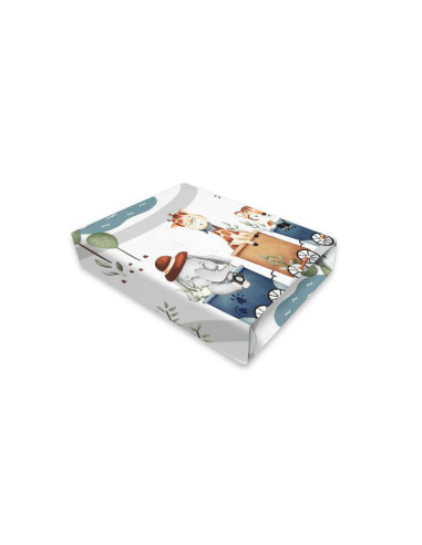 BN-6426972029308,Cearceaf cu elastic, MimiNu, Pentru patut 120X60 cm, Din bumbac certificat Oeko Tex Standard 100, Design, Zoo i