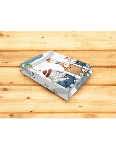 BN-6426972029308,Cearceaf cu elastic, MimiNu, Pentru patut 120X60 cm, Din bumbac certificat Oeko Tex Standard 100, Design, Zoo i