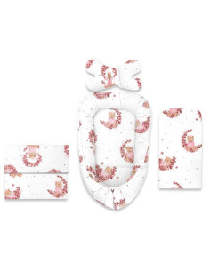 BN-6426972029384,Set 4 in 1 Cosulet bebelus, MimiNu, Baby Cocoon 75x55 cm, Husa bumbac, Din bumbac certificat Oeko Tex Standard 