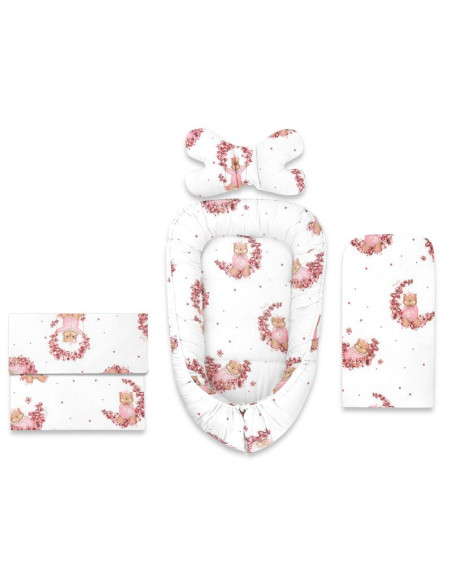 BN-6426972029384,Set 4 in 1 Cosulet bebelus, MimiNu, Baby Cocoon 75x55 cm, Husa bumbac, Din bumbac certificat Oeko Tex Standard 