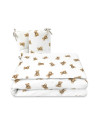 BN-6426972029568,Lenjerie patut 3 piese, Qmini, Pentru patut 120x60 cm, Cu protectie laterala, Din bumbac certificat Oeko Tex St