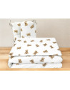 BN-6426972029568,Lenjerie patut 3 piese, Qmini, Pentru patut 120x60 cm, Cu protectie laterala, Din bumbac certificat Oeko Tex St