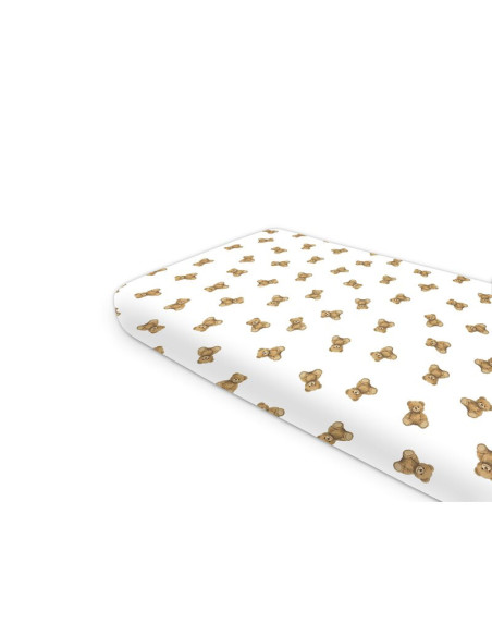 BN-6426972029575,Cearceaf cu elastic, Qmini, Pentru pat 160x80 cm, Din bumbac certificat Oeko Tex Standard 100, Design, Teddy To