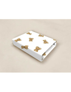BN-6426972029575,Cearceaf cu elastic, Qmini, Pentru pat 160x80 cm, Din bumbac certificat Oeko Tex Standard 100, Design, Teddy To 2