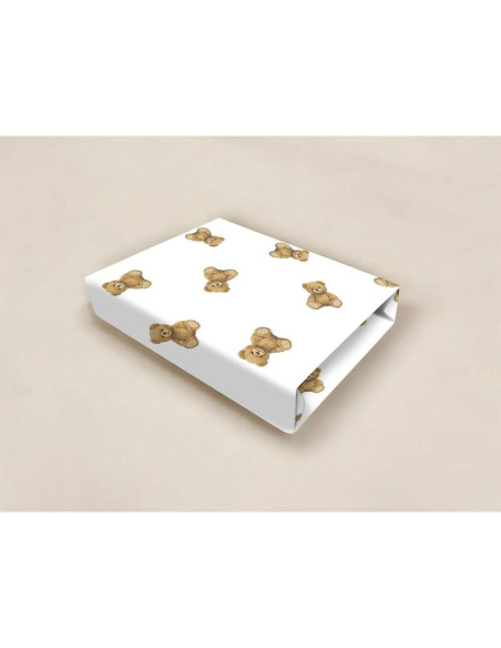 BN-6426972029575,Cearceaf cu elastic, Qmini, Pentru pat 160x80 cm, Din bumbac certificat Oeko Tex Standard 100, Design, Teddy To