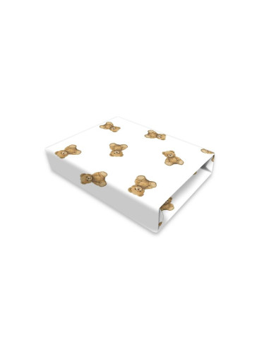 BN-6426972029575,Cearceaf cu elastic, Qmini, Pentru pat 160x80 cm, Din bumbac certificat Oeko Tex Standard 100, Design, Teddy To