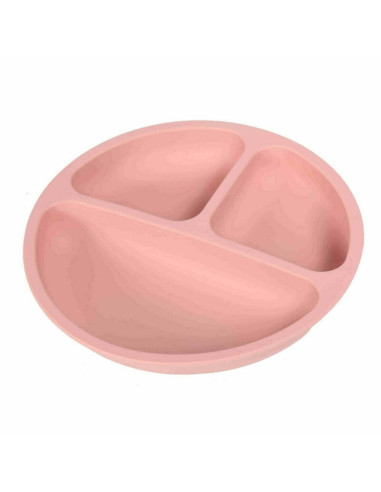 BN-BOC0456,Farfurie compartimentata, Bocioland, Rotunda, Cu 3 compartimente, Silicon, Fara BPA, 6-36 luni, Pink