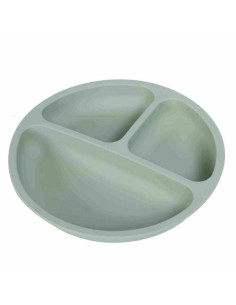 BN-BOC0460,Farfurie compartimentata, Bocioland, Rotunda, Cu 3 compartimente, Silicon, Fara BPA, 6-36 luni, Green