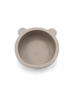 BN-BL571,Castron cu urechi de ursulet, Bocioland, Cu ventuze, Silicon, Fara BPA, 6-36 luni, Dark Beige