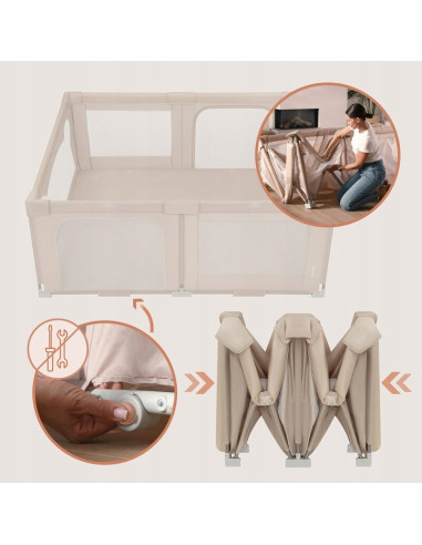 BN-LO-FLORENCE_EASY_FOLD_BEIGE_SAND,Tarc de joaca copii, Lionelo, Florence Easy Fold, 150 x 180 x 75 cm, Pliere, depliere automa