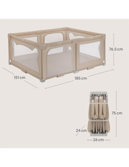 BN-LO-FLORENCE_EASY_FOLD_BEIGE_SAND,Tarc de joaca copii, Lionelo, Florence Easy Fold, 150 x 180 x 75 cm, Pliere, depliere automa
