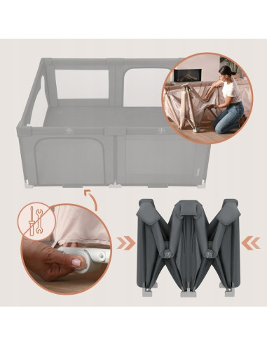 BN-LO-FLORENCE_EASY_FOLD_GREY_GRAPHITE,Tarc de joaca copii, Lionelo, Florence Easy Fold, 150 x 180 x 75 cm, Pliere, depliere aut