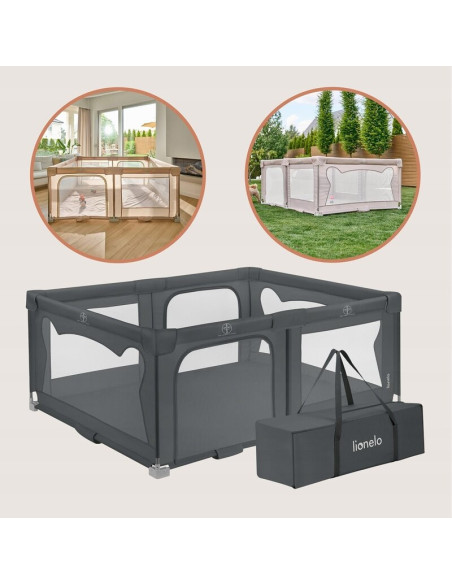 BN-LO-FLORENCE_EASY_FOLD_GREY_GRAPHITE,Tarc de joaca copii, Lionelo, Florence Easy Fold, 150 x 180 x 75 cm, Pliere, depliere aut