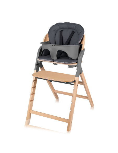 BN-LO-MEGAN_GREY_WOOD,Scaun de masa multifunctional Megan, Lionelo, Din lemn de fag, 6 luni- adult, Reglabil pe inaltime, Husa i