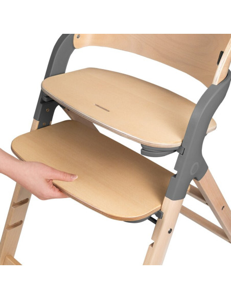 BN-LO-MEGAN_GREY_WOOD,Scaun de masa multifunctional Megan, Lionelo, Din lemn de fag, 6 luni- adult, Reglabil pe inaltime, Husa i